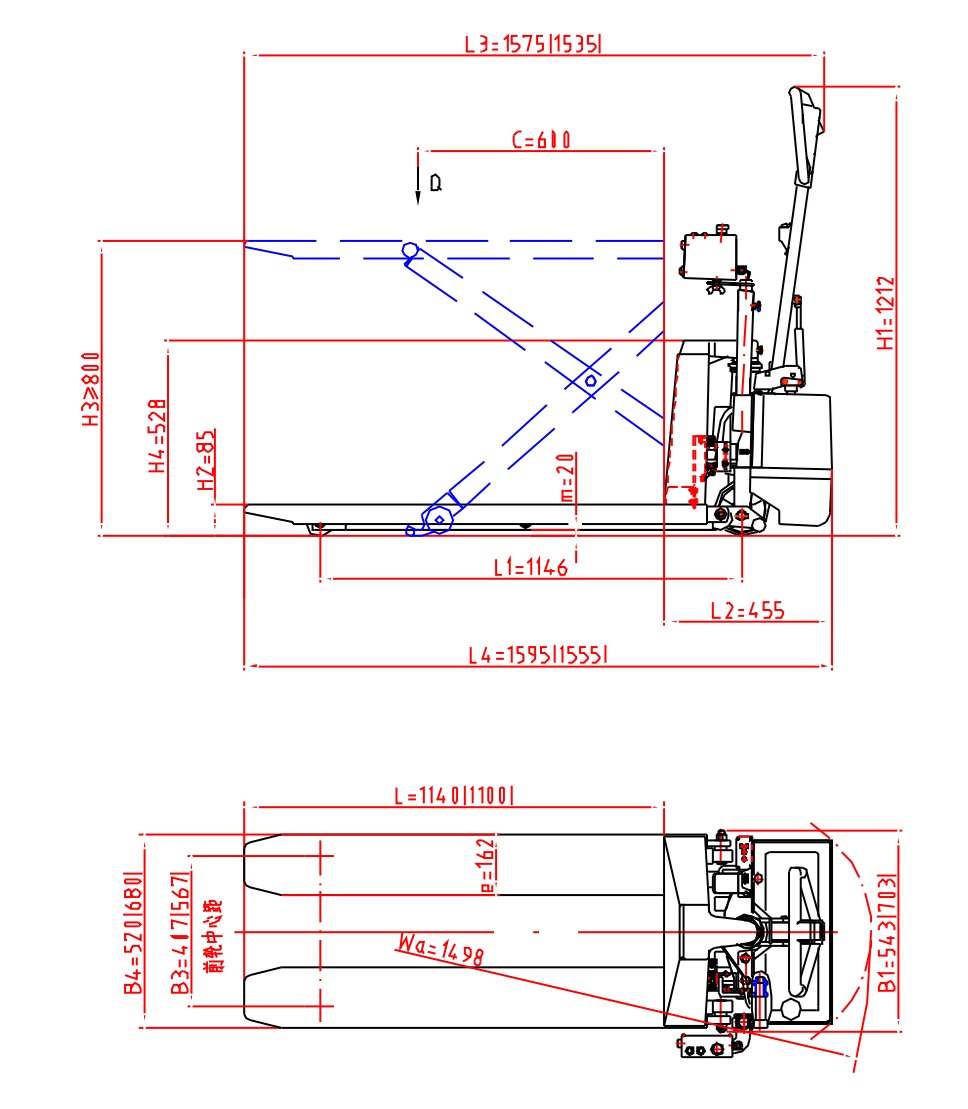 Electric High Lift Pallet Truck Double Cylinders Type with Sensor - DGB1-Y