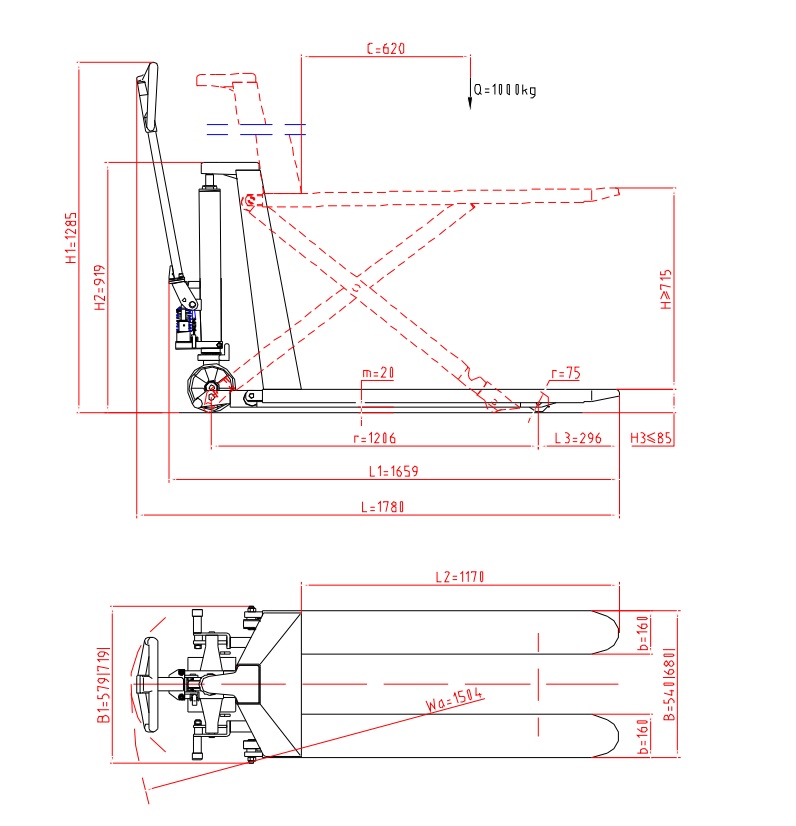 Manual Scissors Lifter with Single Cylinder - HLT1CM